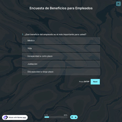 Plantilla de Encuesta de Beneficios para Empleados