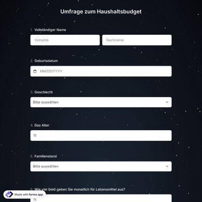 Umfrage zum Haushaltsbudget