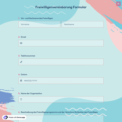 Freiwilligenvereinbarung Formular