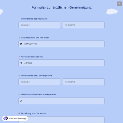Formular zur ärztlichen Genehmigung