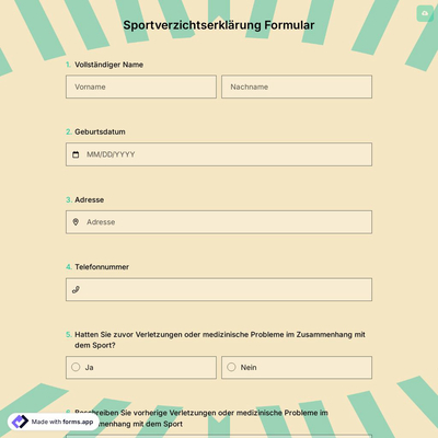 Sportverzichtserklärung Formular