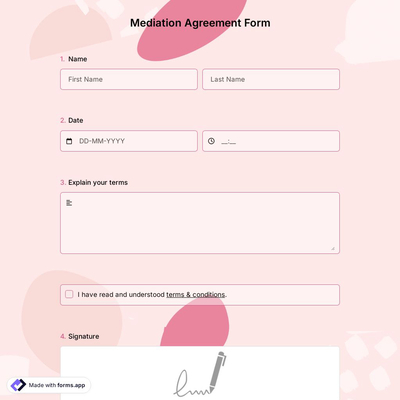Mediation Agreement Form