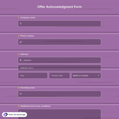 Offer Acknowledgment Form