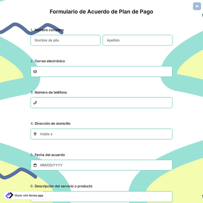 Formulario de Acuerdo de Plan de Pago