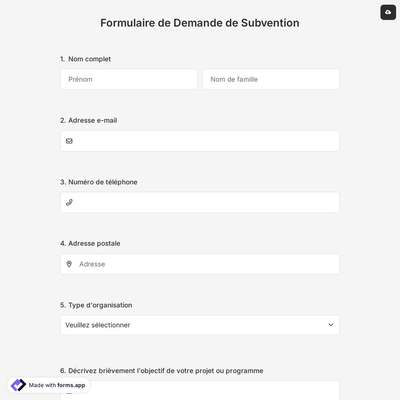 Modèle De Formulaire De Demande De Subvention En Ligne Gratuit