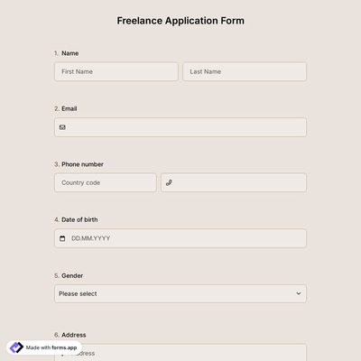 Freelance Application Form