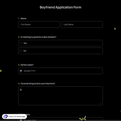 Boyfriend Application Form