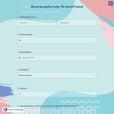 Bewerbungsformular für einen Freund