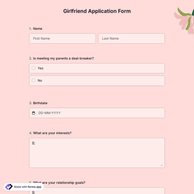 Girlfriend Application Form
