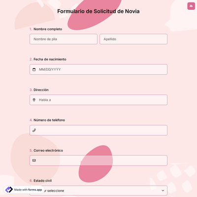 Formulario de Solicitud de Novia
