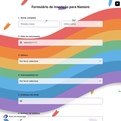 Formulário de Inscrição para Namoro