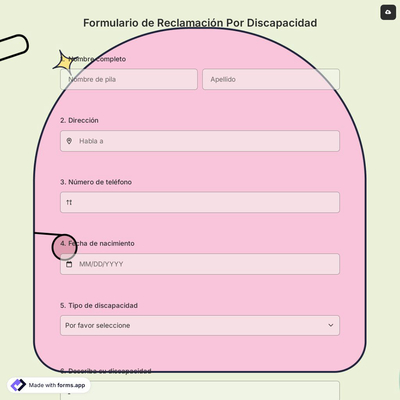 Formulario de Reclamación Por Discapacidad