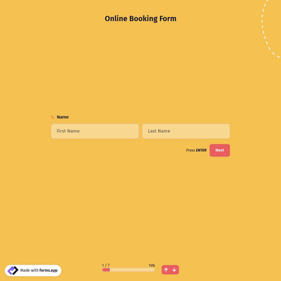 Online Booking Form