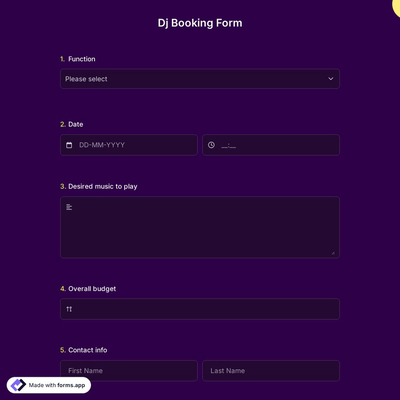 DJ Booking Form