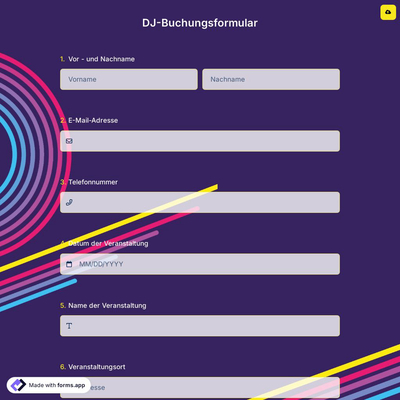 DJ-Buchungsformular