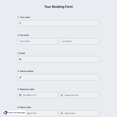 Tour Booking Form