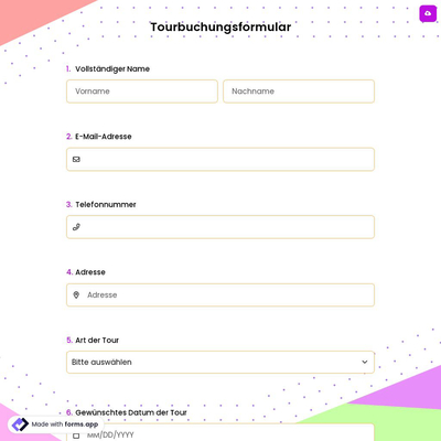 Tourbuchungsformular