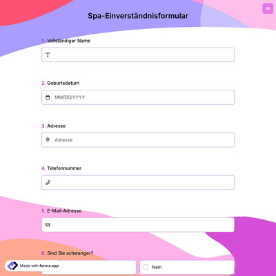 Spa-Einverständnisformular
