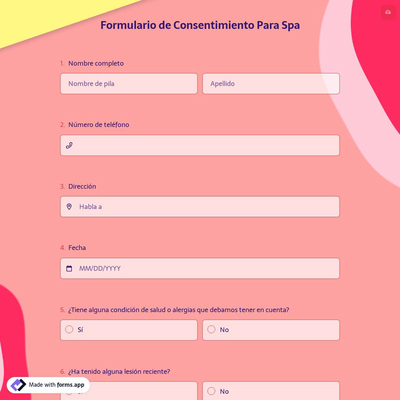 Formulario de Consentimiento Para Spa