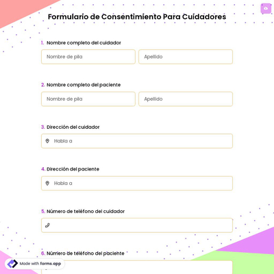 Formulario de Consentimiento Para Cuidadores