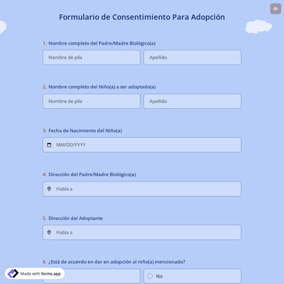 Formulario de Consentimiento Para Adopción