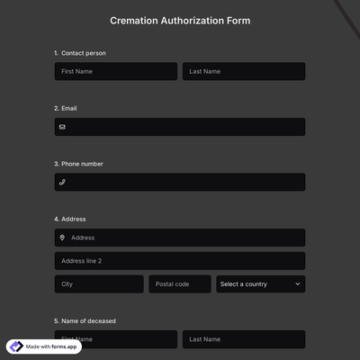 Cremation Authorization Form