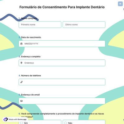 Formulário de Consentimento Para Implante Dentário