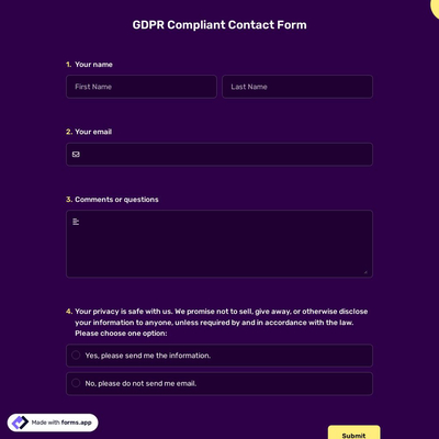 GDPR Compliant Contact Form