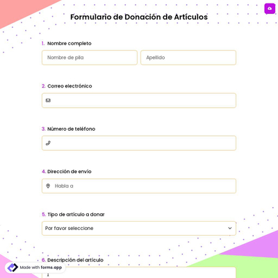 Formulario de Donación de Artículos
