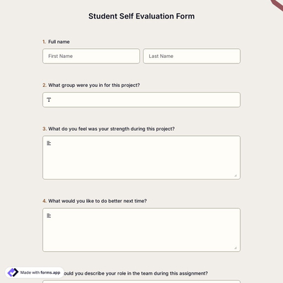 Student Self-Evaluation Form