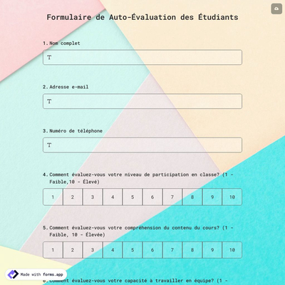 Formulaire de Auto-Évaluation des Étudiants