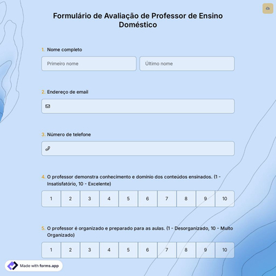 Formulário de Avaliação de Professor de Ensino Doméstico