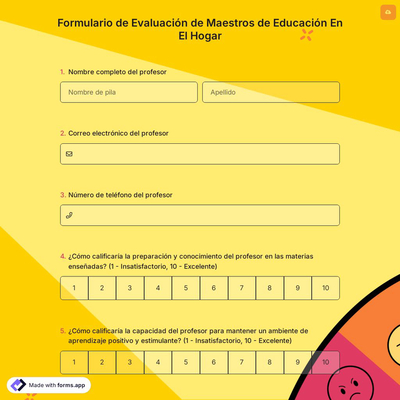Formulario de Evaluación de Maestros de Educación En El Hogar