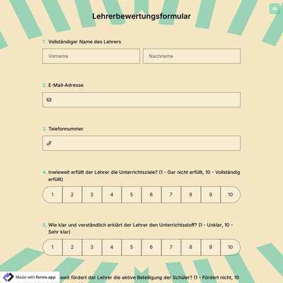 Lehrerbewertungsformular