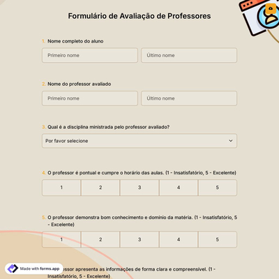 Formulário de Avaliação de Professores