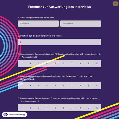 Formular zur Auswertung des Interviews