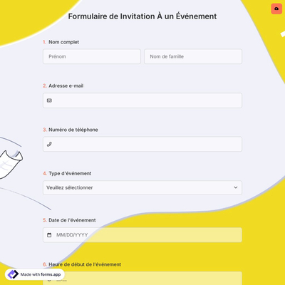 Formulaire de Invitation À un Événement