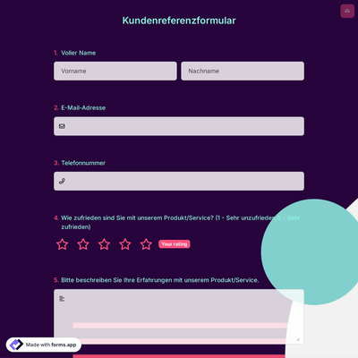 Kundenreferenzformular