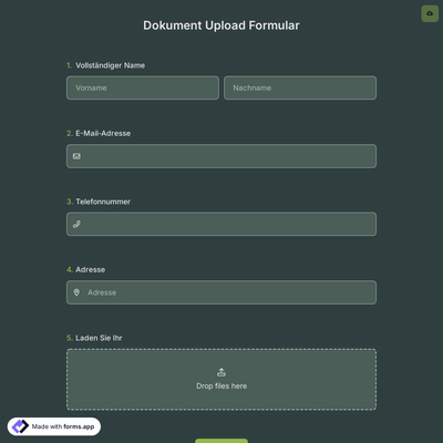Dokument Upload Formular