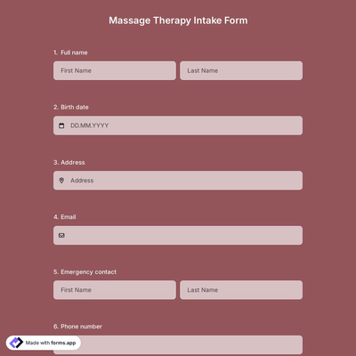 Massage Therapy Intake Form