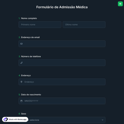 Formulário de Admissão Médica