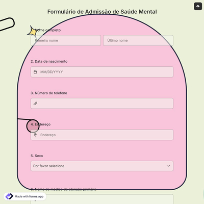 Formulário de Admissão de Saúde Mental