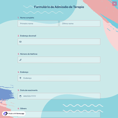 Formulário de Admissão de Terapia