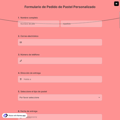 Formulario de Pedido de Pastel Personalizado