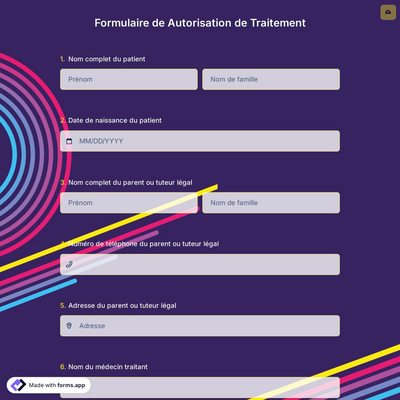 Formulaire de Autorisation de Traitement
