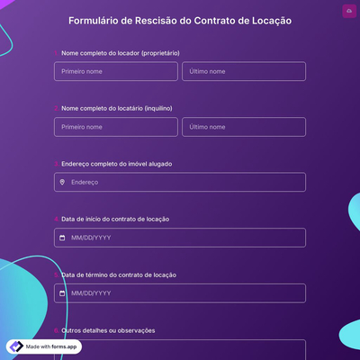 Formulário de Rescisão do Contrato de Locação