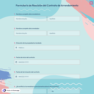 Formulario de Rescisión del Contrato de Arrendamiento