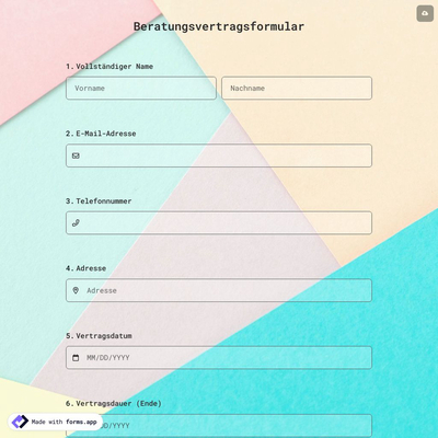 Beratungsvertragsformular