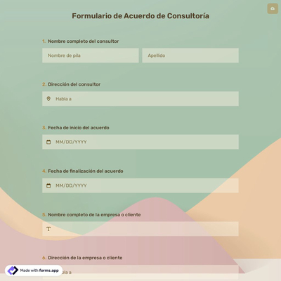 Formulario De Acuerdo De Consultoría