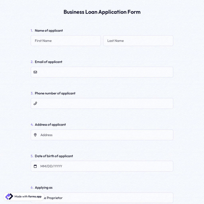 Business Loan Application Form